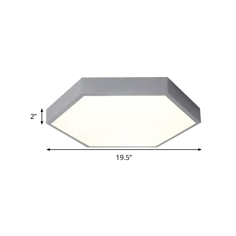 Child Bedroom LED Ceiling Light Modern Macaron Flush Mount Lighting with Hexagon Shade Clearhalo 'Ceiling Lights' 'Close To Ceiling Lights' 'Close to ceiling' 'Flush mount' Lighting' 240735