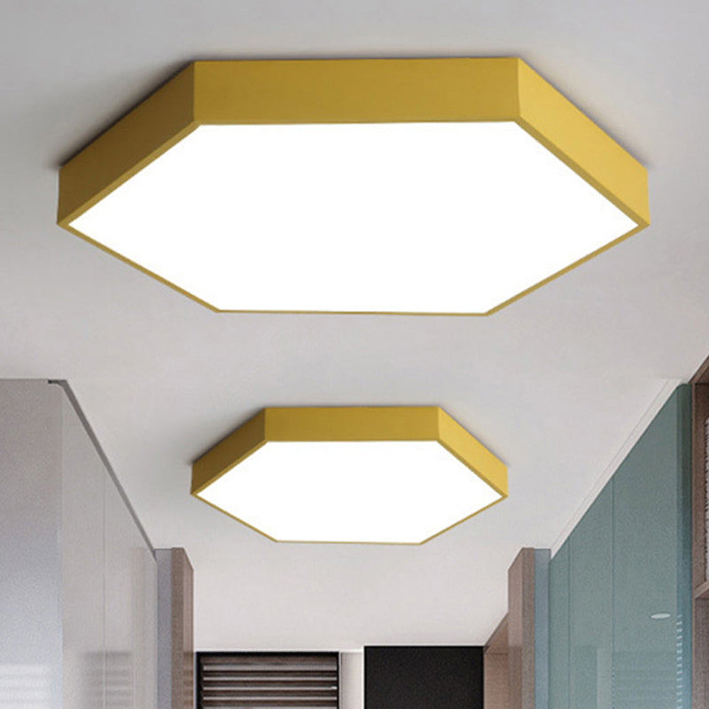 Child Bedroom LED Ceiling Light Modern Macaron Flush Mount Lighting with Hexagon Shade Clearhalo 'Ceiling Lights' 'Close To Ceiling Lights' 'Close to ceiling' 'Flush mount' Lighting' 240737