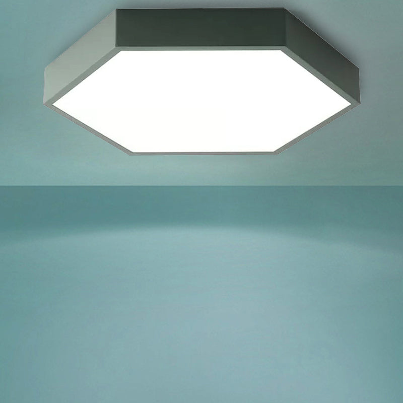 Child Bedroom LED Ceiling Light Modern Macaron Flush Mount Lighting with Hexagon Shade Green Clearhalo 'Ceiling Lights' 'Close To Ceiling Lights' 'Close to ceiling' 'Flush mount' Lighting' 240742
