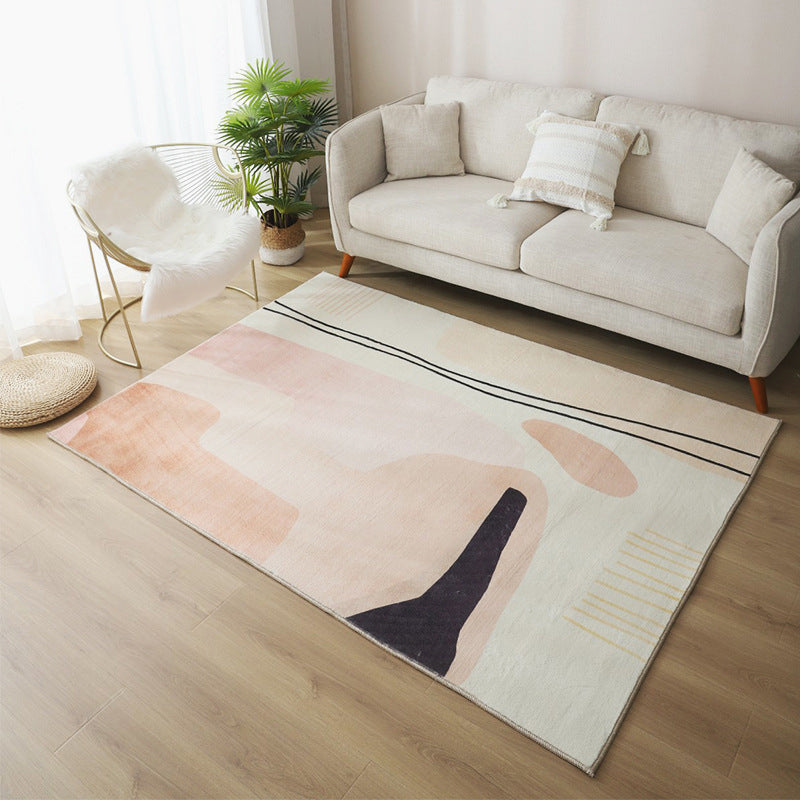 Relaxing Living Room Rug Multicolored Colorblock Indoor Rug Polypropylene Non-Slip Backing Easy Care Carpet Nude Pink Clearhalo 'Area Rug' 'Rug' 2407624