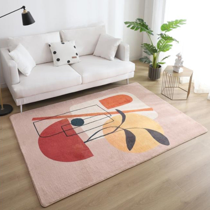 Southwestern Hand Printed Rug Multicolor Polyster Indoor Rug Anti-Slip Backing Easy Care Carpet for Parlor Pink Clearhalo 'Area Rug' 'Rug' 2407641