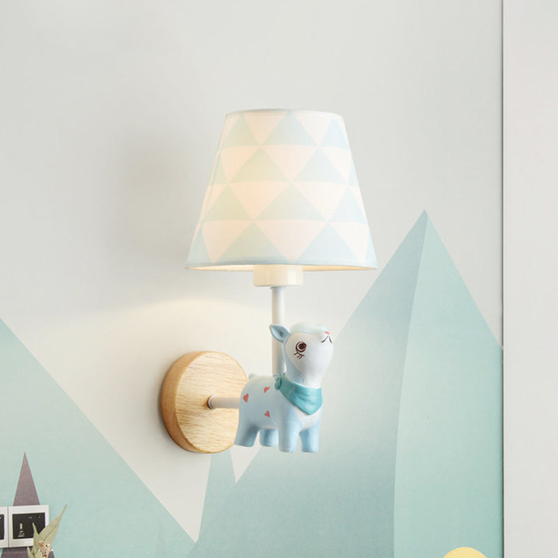 Contemporary Sconce Light Tapered Shade Single Light Wood Wall Lamp with Animal for Teen Clearhalo 'Wall Lamps & Sconces' 'Wall Lights' Lighting' 240815