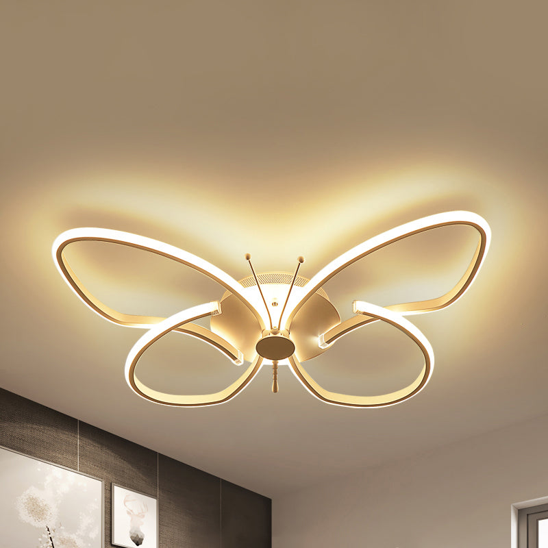 Acrylic Butterfly Ceiling Light Contemporary Flush Mount Light in White for Nursing Room White Warm Clearhalo 'Ceiling Lights' 'Close To Ceiling Lights' 'Close to ceiling' Lighting' 240831