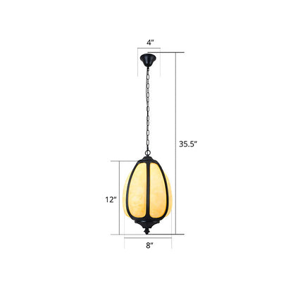 Pumpkin Front Door Hanging Lamp Vintage Plastic 1-Light Black Ceiling Pendant Light Black 8" Clearhalo 'Ceiling Lights' 'Pendant Lights' 'Pendants' Lighting' 2408343