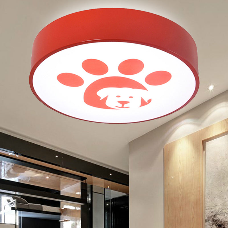 Metal Round Ceiling Mount Light with Doggy Foot Kids Bedroom Modern Ceiling Lamp Red Clearhalo 'Ceiling Lights' 'Close To Ceiling Lights' 'Close to ceiling' 'Flush mount' Lighting' 240837