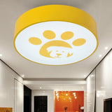 Metal Round Ceiling Mount Light with Doggy Foot Kids Bedroom Modern Ceiling Lamp Yellow Clearhalo 'Ceiling Lights' 'Close To Ceiling Lights' 'Close to ceiling' 'Flush mount' Lighting' 240839