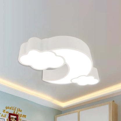 Acrylic Cloud Moon Flush Mount Light Contemporary Ceiling Lamp in Red for Study Room White Clearhalo 'Ceiling Lights' 'Close To Ceiling Lights' 'Close to ceiling' 'Flush mount' Lighting' 240840