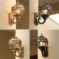 Sphere Outdoor Wall Mount Light Retro Clear Glass 1 Bulb Wall Sconce with Cage Guard Clearhalo 'Wall Lamps & Sconces' 'Wall Lights' Lighting' 2408453