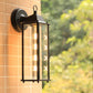 Glass Box Wall Sconce Lamp Simplicity 1 Head Outdoor Wall Mounted Lighting in Black Clearhalo 'Wall Lamps & Sconces' 'Wall Lights' Lighting' 2408490