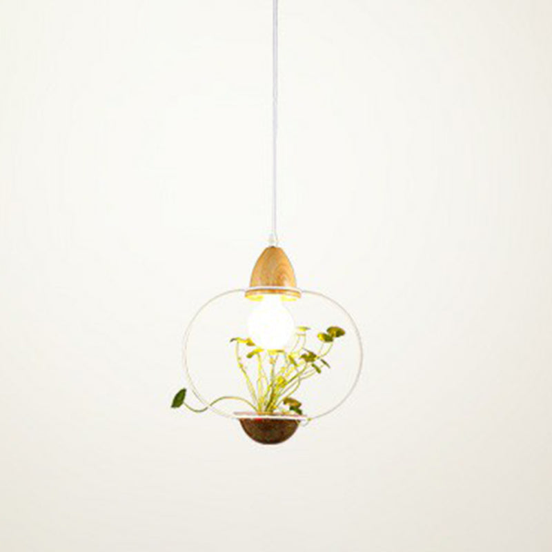 1 Head Plant Pot Hanging Pendant Industrial Style Metal Pendulum Light for Dining Room White Oval Clearhalo 'Art Deco Pendants' 'Black' 'Cast Iron' 'Ceiling Lights' 'Ceramic' 'Crystal' 'Industrial Pendants' 'Industrial' 'Metal' 'Middle Century Pendants' 'Pendant Lights' 'Pendants' 'Rustic Pendants' 'Tiffany' Lighting' 2408589