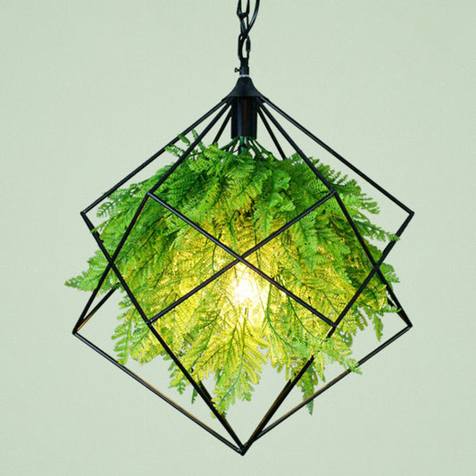 Green Fake Plant Hanging Light Industrial Metal Music Bar Ceiling Suspension Lamp Green 19.5" Clearhalo 'Art Deco Pendants' 'Cast Iron' 'Ceiling Lights' 'Ceramic' 'Crystal' 'Industrial Pendants' 'Industrial' 'Metal' 'Middle Century Pendants' 'Pendant Lights' 'Pendants' 'Tiffany' Lighting' 2408599