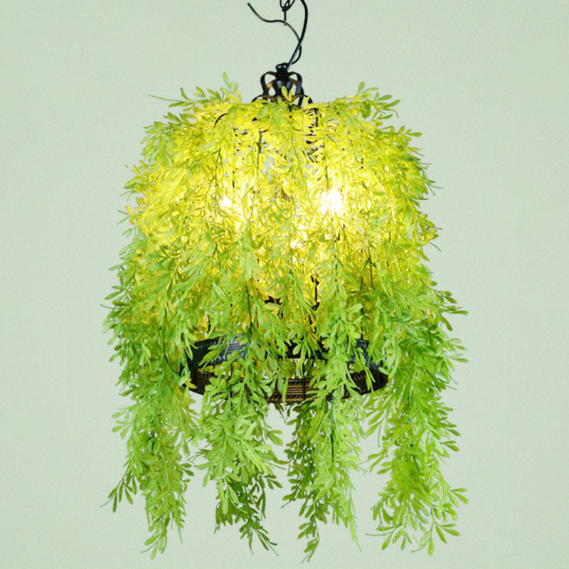 Green Fake Plant Hanging Light Industrial Metal Music Bar Ceiling Suspension Lamp Green 21.5" Clearhalo 'Art Deco Pendants' 'Cast Iron' 'Ceiling Lights' 'Ceramic' 'Crystal' 'Industrial Pendants' 'Industrial' 'Metal' 'Middle Century Pendants' 'Pendant Lights' 'Pendants' 'Tiffany' Lighting' 2408600