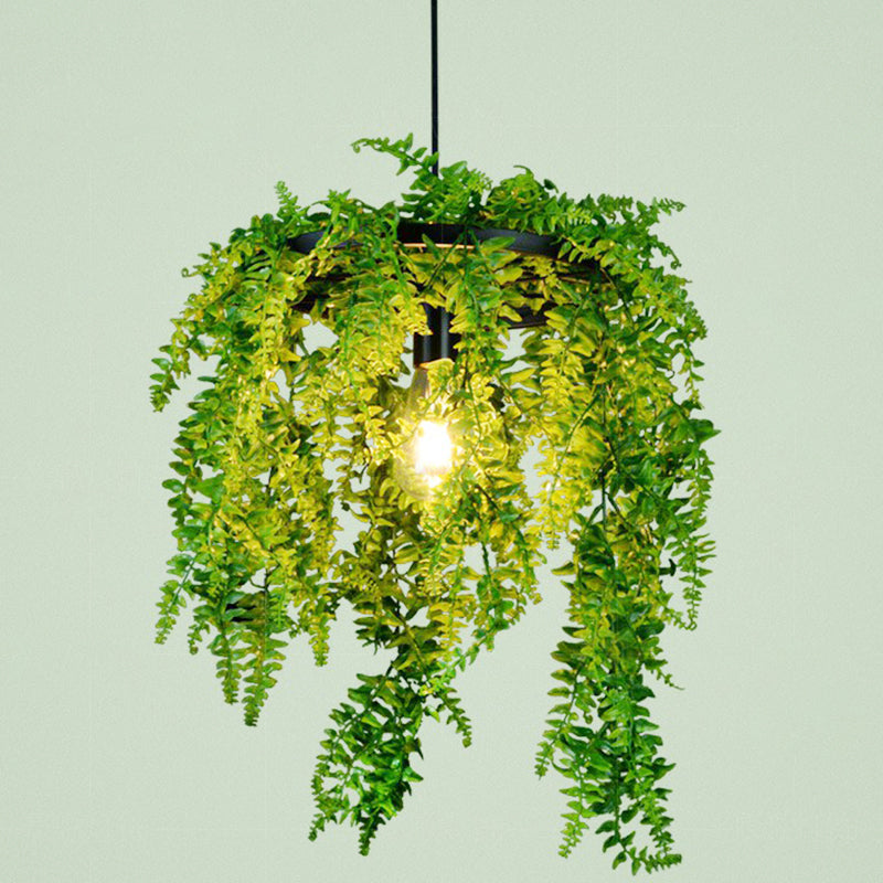 Green Fake Plant Hanging Light Industrial Metal Music Bar Ceiling Suspension Lamp Green 12" Clearhalo 'Art Deco Pendants' 'Cast Iron' 'Ceiling Lights' 'Ceramic' 'Crystal' 'Industrial Pendants' 'Industrial' 'Metal' 'Middle Century Pendants' 'Pendant Lights' 'Pendants' 'Tiffany' Lighting' 2408601