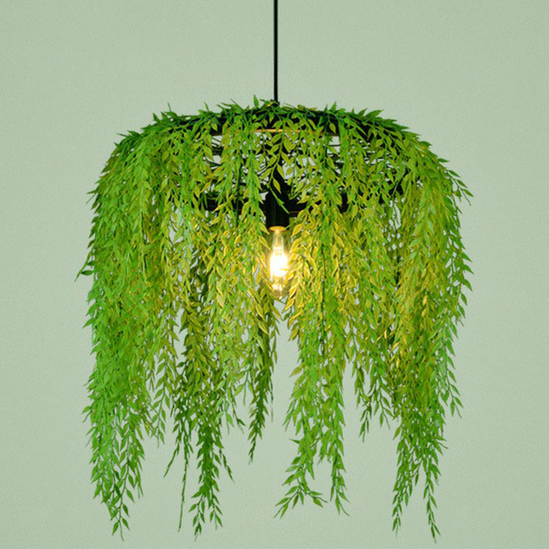 Green Fake Plant Hanging Light Industrial Metal Music Bar Ceiling Suspension Lamp Green 19" Clearhalo 'Art Deco Pendants' 'Cast Iron' 'Ceiling Lights' 'Ceramic' 'Crystal' 'Industrial Pendants' 'Industrial' 'Metal' 'Middle Century Pendants' 'Pendant Lights' 'Pendants' 'Tiffany' Lighting' 2408603