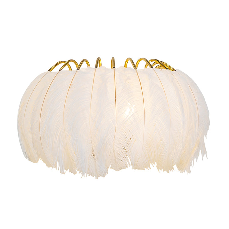 Minimalist Half-Round Wall Lamp Feather 1 Head Bedroom Flush Mount Wall Sconce Clearhalo 'Cast Iron' 'Glass' 'Industrial' 'Modern wall lights' 'Modern' 'Tiffany' 'Traditional wall lights' 'Wall Lamps & Sconces' 'Wall Lights' Lighting' 2408651