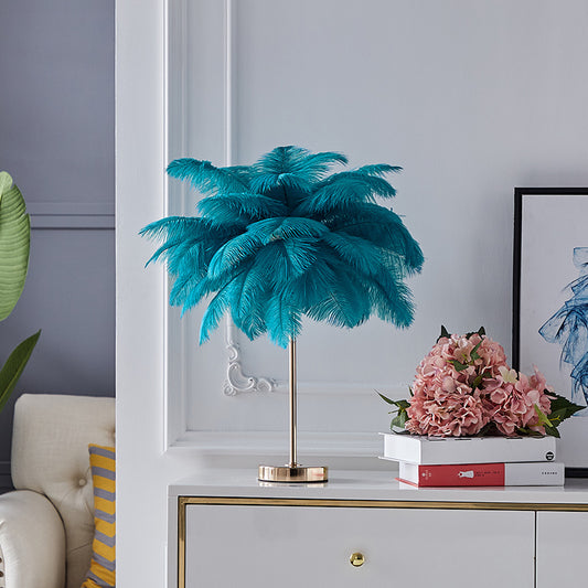 Coconut Tree Shaped Night Light Decorative Feather 1 Head Living Room Accent Table Lamp Aqua Clearhalo 'Lamps' 'Table Lamps' Lighting' 2408662