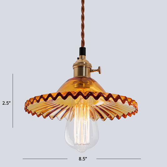 Nordic Radial Wave Pendant Lighting Glass 1-Light Dining Room Hanging Ceiling Light Yellow-Brown Clearhalo 'Ceiling Lights' 'Modern Pendants' 'Modern' 'Pendant Lights' 'Pendants' Lighting' 2408676