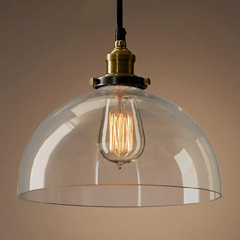 1-Light Geometric Pendant Lamp Industrial Glass Suspension Lighting for Dining Room Clear Semicircle Clearhalo 'Ceiling Lights' 'Glass shade' 'Glass' 'Modern Pendants' 'Modern' 'Pendant Lights' 'Pendants' Lighting' 2408695