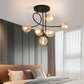 Ball Semi Flush Ceiling Light Modern Glass 6 Lights Bedroom Flush Mount Light Fixture Clearhalo 'Ceiling Lights' 'Close To Ceiling Lights' 'Close to ceiling' 'Semi-flushmount' Lighting' 2408705