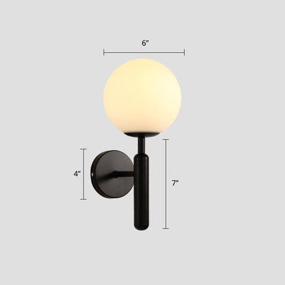 Ball Shade Corridor Wall Sconce Lighting Glass 1-Head Minimalistic Wall Mounted Light White Clearhalo 'Cast Iron' 'Glass' 'Industrial' 'Modern wall lights' 'Modern' 'Tiffany' 'Traditional wall lights' 'Wall Lamps & Sconces' 'Wall Lights' Lighting' 2408753