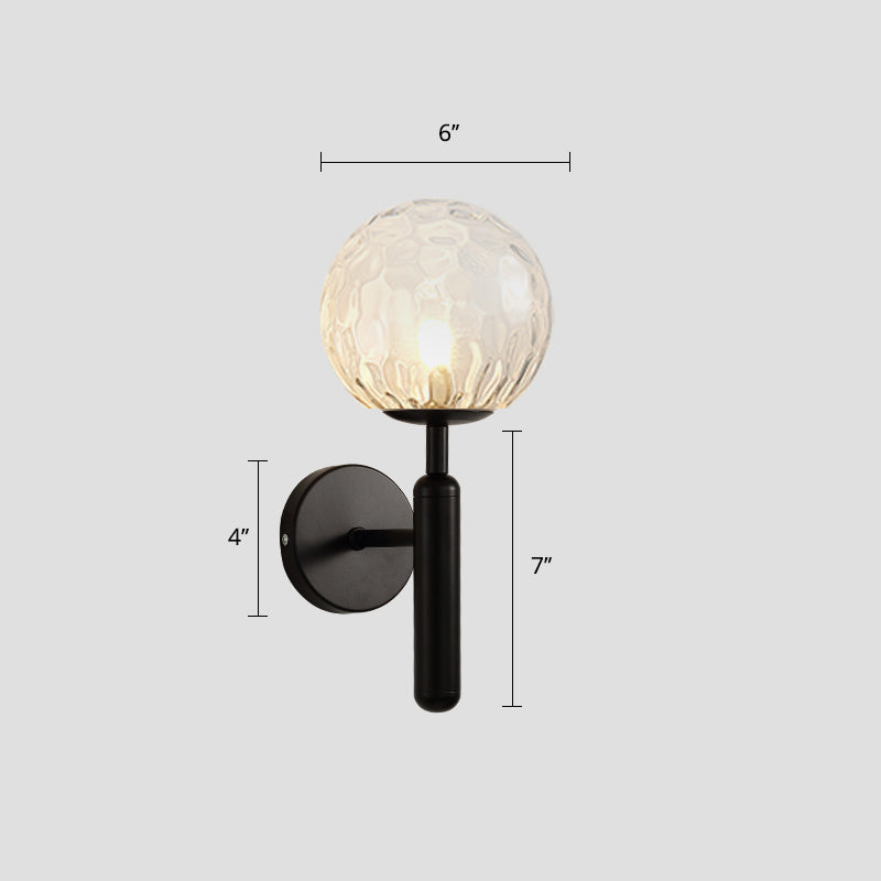 Ball Shade Corridor Wall Sconce Lighting Glass 1-Head Minimalistic Wall Mounted Light Clear Clearhalo 'Cast Iron' 'Glass' 'Industrial' 'Modern wall lights' 'Modern' 'Tiffany' 'Traditional wall lights' 'Wall Lamps & Sconces' 'Wall Lights' Lighting' 2408756