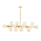 Milky Glass Pearls Hanging Lamp Minimalistic 16 Bulbs Brass Island Lighting Fixture Clearhalo 'Ceiling Lights' 'Island Lights' Lighting' 2408806