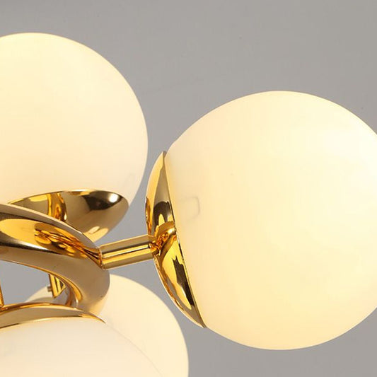 Milky Glass Pearls Hanging Lamp Minimalistic 16 Bulbs Brass Island Lighting Fixture Clearhalo 'Ceiling Lights' 'Island Lights' Lighting' 2408807
