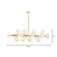 Milky Glass Pearls Hanging Lamp Minimalistic 16 Bulbs Brass Island Lighting Fixture Clearhalo 'Ceiling Lights' 'Island Lights' Lighting' 2408808