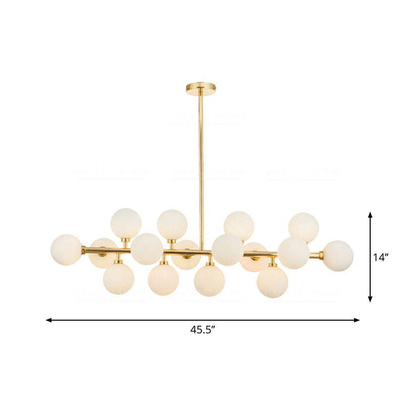 Milky Glass Pearls Hanging Lamp Minimalistic 16 Bulbs Brass Island Lighting Fixture Clearhalo 'Ceiling Lights' 'Island Lights' Lighting' 2408808