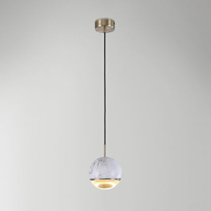 Sphere LED Hanging Lamp Nordic Marble Dining Room Ceiling Pendant Light with Glass Bottom White Clearhalo 'Ceiling Lights' 'Modern Pendants' 'Modern' 'Pendant Lights' 'Pendants' Lighting' 2408887