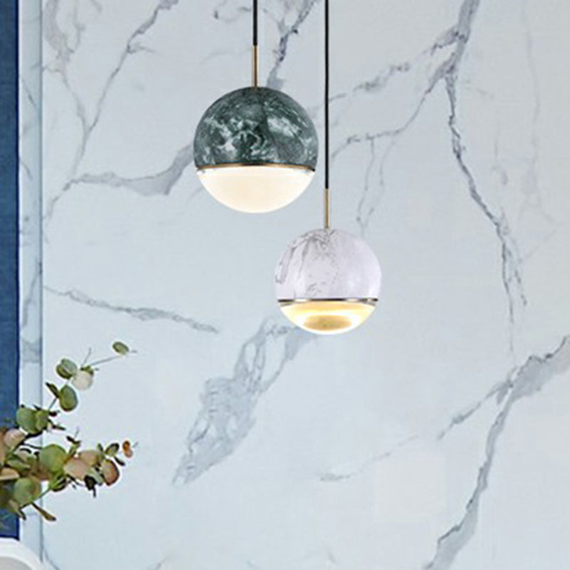 Sphere LED Hanging Lamp Nordic Marble Dining Room Ceiling Pendant Light with Glass Bottom Clearhalo 'Ceiling Lights' 'Modern Pendants' 'Modern' 'Pendant Lights' 'Pendants' Lighting' 2408891