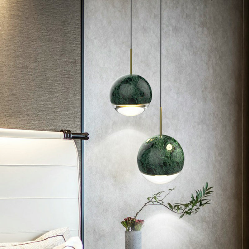 Sphere LED Hanging Lamp Nordic Marble Dining Room Ceiling Pendant Light with Glass Bottom Clearhalo 'Ceiling Lights' 'Modern Pendants' 'Modern' 'Pendant Lights' 'Pendants' Lighting' 2408892
