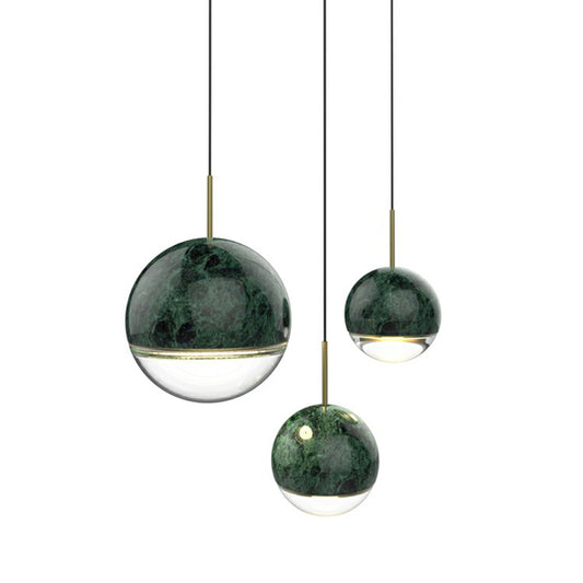 Sphere LED Hanging Lamp Nordic Marble Dining Room Ceiling Pendant Light with Glass Bottom Clearhalo 'Ceiling Lights' 'Modern Pendants' 'Modern' 'Pendant Lights' 'Pendants' Lighting' 2408893