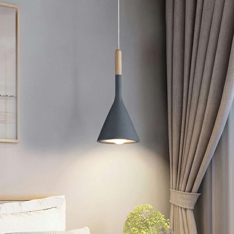 Funnel Shaped Restaurant Hanging Lighting Resin 1 Head Nordic Pendant Lamp with Cement Look Navy Clearhalo 'Ceiling Lights' 'Modern Pendants' 'Modern' 'Pendant Lights' 'Pendants' Lighting' 2408904