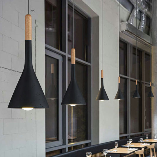 Funnel Shaped Restaurant Hanging Lighting Resin 1 Head Nordic Pendant Lamp with Cement Look Black Clearhalo 'Ceiling Lights' 'Modern Pendants' 'Modern' 'Pendant Lights' 'Pendants' Lighting' 2408905