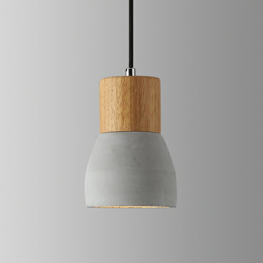 Nordic Mini Pendant Lighting Cement Single-Bulb Restaurant Ceiling Light with Wood Top Grey Clearhalo 'Ceiling Lights' 'Modern Pendants' 'Modern' 'Pendant Lights' 'Pendants' Lighting' 2408910