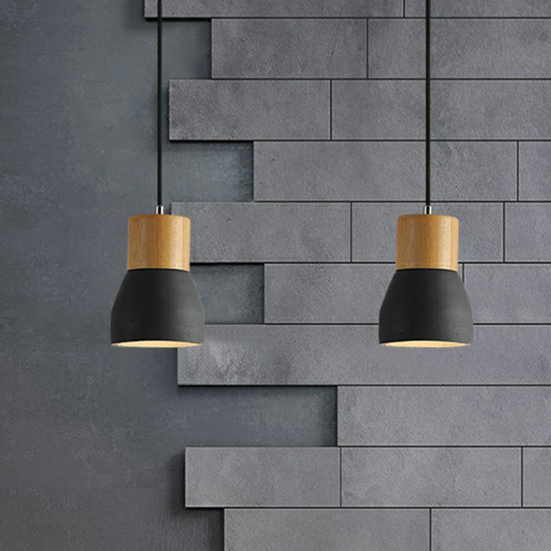 Nordic Mini Pendant Lighting Cement Single-Bulb Restaurant Ceiling Light with Wood Top Clearhalo 'Ceiling Lights' 'Modern Pendants' 'Modern' 'Pendant Lights' 'Pendants' Lighting' 2408915