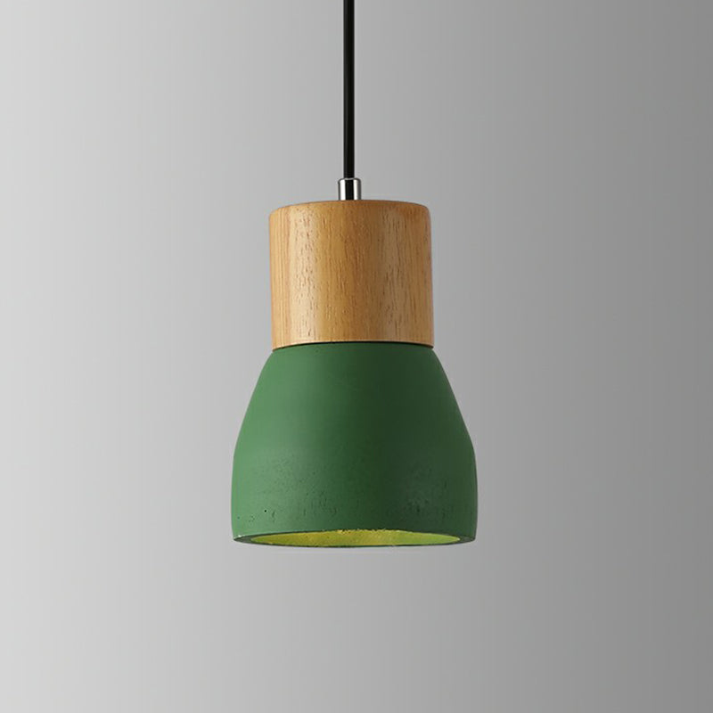 Nordic Mini Pendant Lighting Cement Single-Bulb Restaurant Ceiling Light with Wood Top Green Clearhalo 'Ceiling Lights' 'Modern Pendants' 'Modern' 'Pendant Lights' 'Pendants' Lighting' 2408918