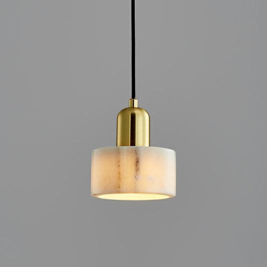 Marble Round Pendant Ceiling Light Nordic 1 Bulb Suspension Lighting with Brass Socket White Clearhalo 'Ceiling Lights' 'Modern Pendants' 'Modern' 'Pendant Lights' 'Pendants' Lighting' 2408920