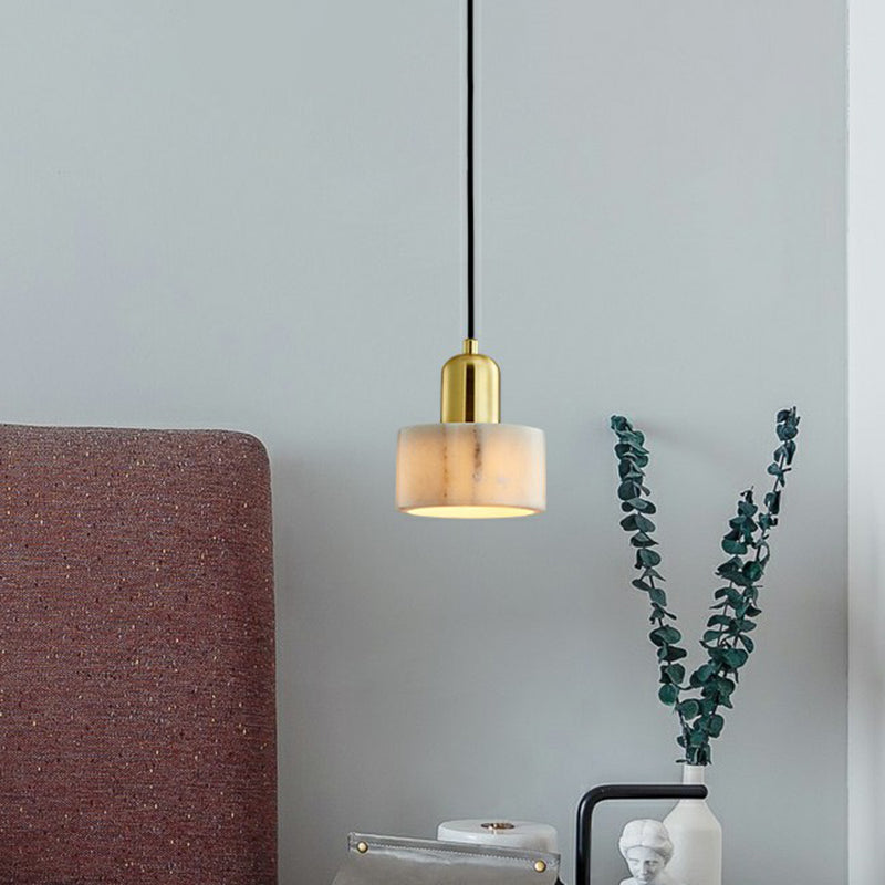 Marble Round Pendant Ceiling Light Nordic 1 Bulb Suspension Lighting with Brass Socket Clearhalo 'Ceiling Lights' 'Modern Pendants' 'Modern' 'Pendant Lights' 'Pendants' Lighting' 2408924