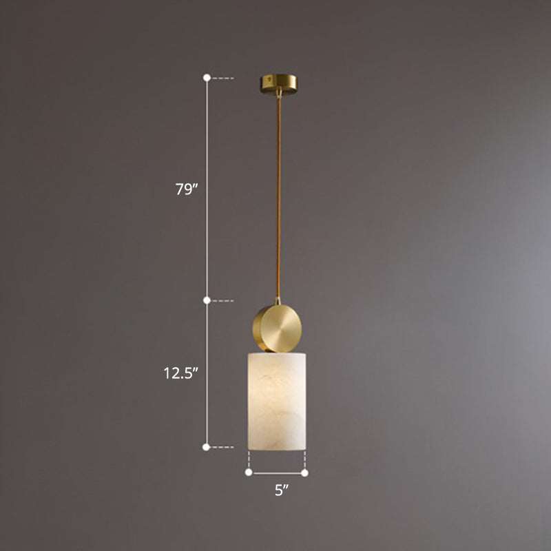 Marble Block Hanging Pendant Minimalist 1-Light Gold Ceiling Suspension Lamp for Bedroom Gold 5" Clearhalo 'Ceiling Lights' 'Modern Pendants' 'Modern' 'Pendant Lights' 'Pendants' Lighting' 2408928