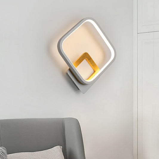 White Square Wall Sconce Light Minimalist LED Metal Wall Mounted Lamp for Bedroom White Warm Clearhalo 'Cast Iron' 'Glass' 'Industrial' 'Modern wall lights' 'Modern' 'Tiffany' 'Traditional wall lights' 'Wall Lamps & Sconces' 'Wall Lights' Lighting' 2408931