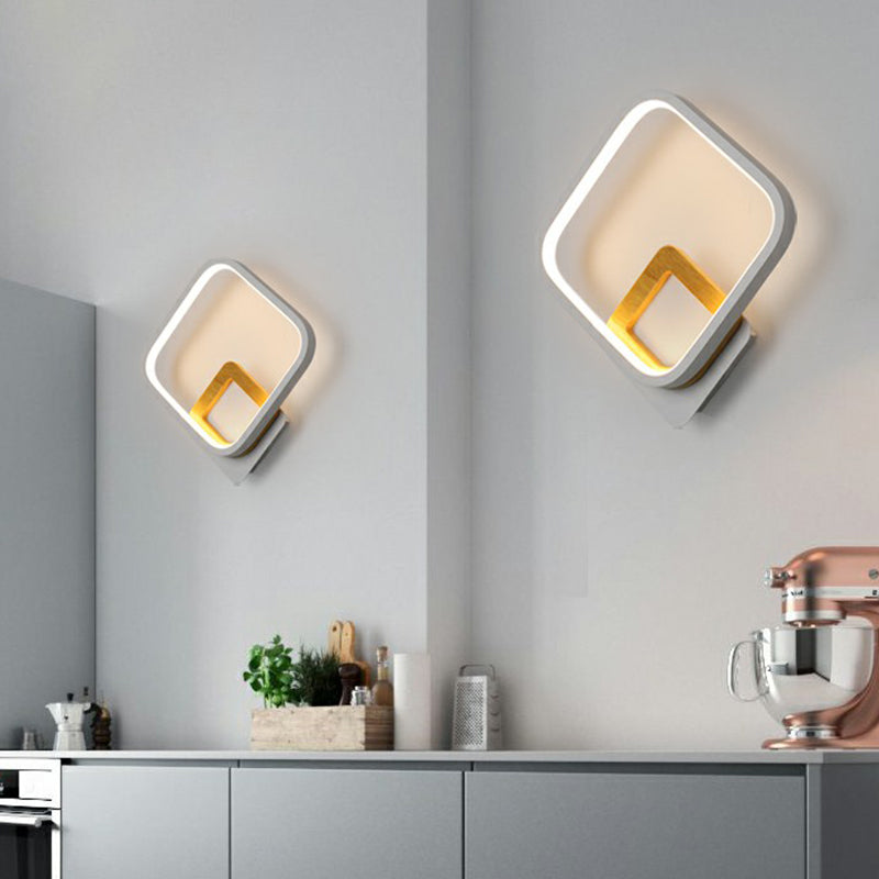 White Square Wall Sconce Light Minimalist LED Metal Wall Mounted Lamp for Bedroom Clearhalo 'Cast Iron' 'Glass' 'Industrial' 'Modern wall lights' 'Modern' 'Tiffany' 'Traditional wall lights' 'Wall Lamps & Sconces' 'Wall Lights' Lighting' 2408933