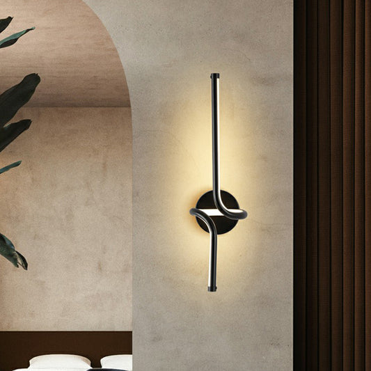 Linear Bedside Sconce Lighting Metallic Minimalist Style LED Wall Mount Light Fixture Black Clearhalo 'Cast Iron' 'Glass' 'Industrial' 'Modern wall lights' 'Modern' 'Tiffany' 'Traditional wall lights' 'Wall Lamps & Sconces' 'Wall Lights' Lighting' 2408942