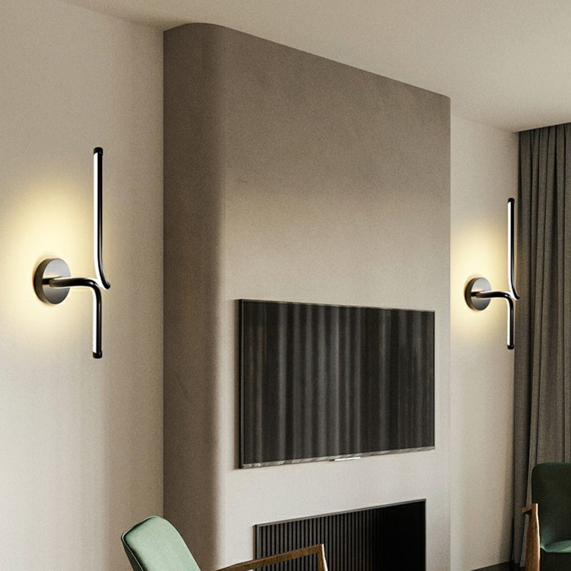 Linear Bedside Sconce Lighting Metallic Minimalist Style LED Wall Mount Light Fixture Clearhalo 'Cast Iron' 'Glass' 'Industrial' 'Modern wall lights' 'Modern' 'Tiffany' 'Traditional wall lights' 'Wall Lamps & Sconces' 'Wall Lights' Lighting' 2408945