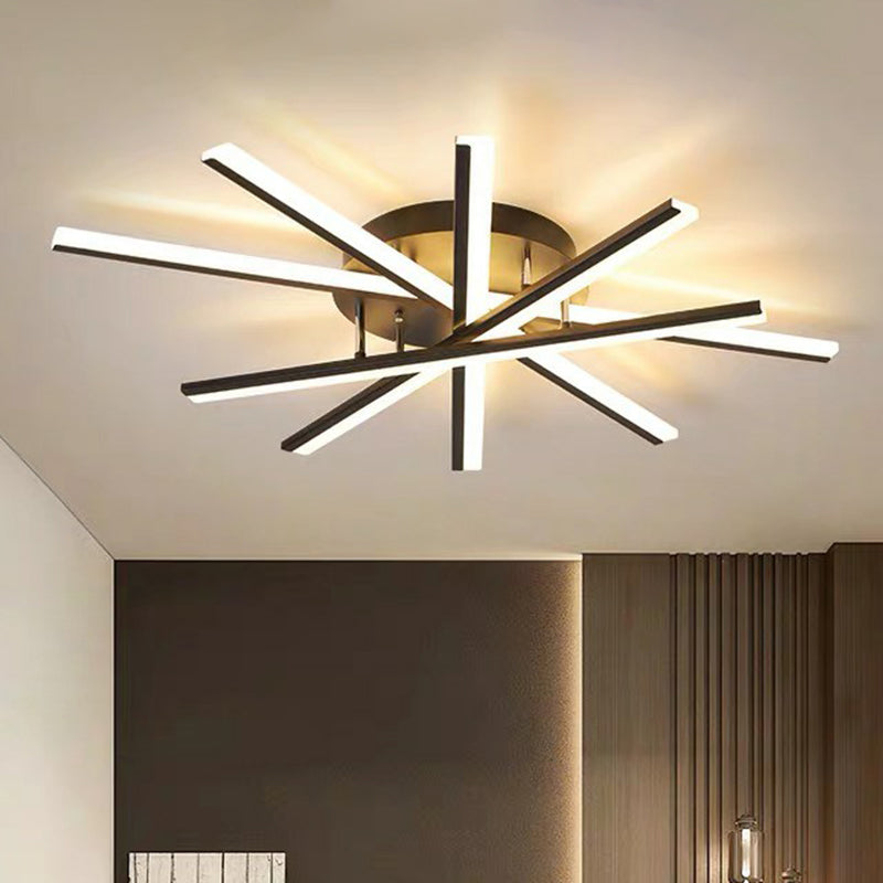 Acrylic Radial Semi Flush Ceiling Light Modernism LED Flush Mount Light for Living Room Clearhalo 'Ceiling Lights' 'Close To Ceiling Lights' 'Close to ceiling' 'Flush mount' Lighting' 2408967