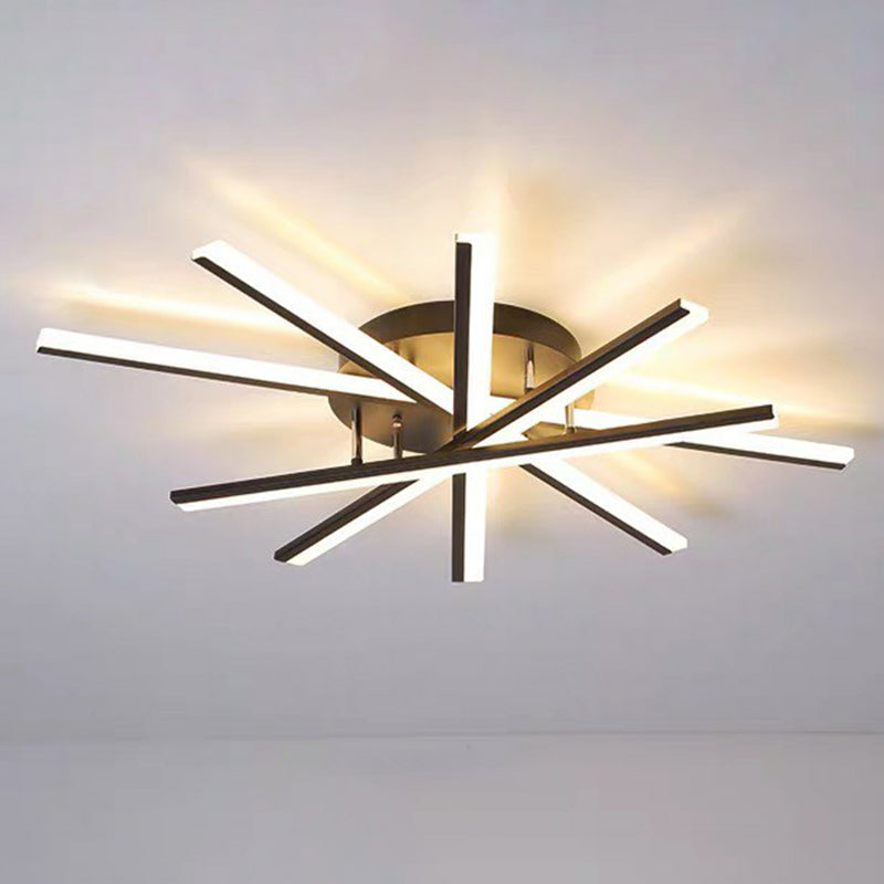 Acrylic Radial Semi Flush Ceiling Light Modernism LED Flush Mount Light for Living Room 5 Black Clearhalo 'Ceiling Lights' 'Close To Ceiling Lights' 'Close to ceiling' 'Flush mount' Lighting' 2408970