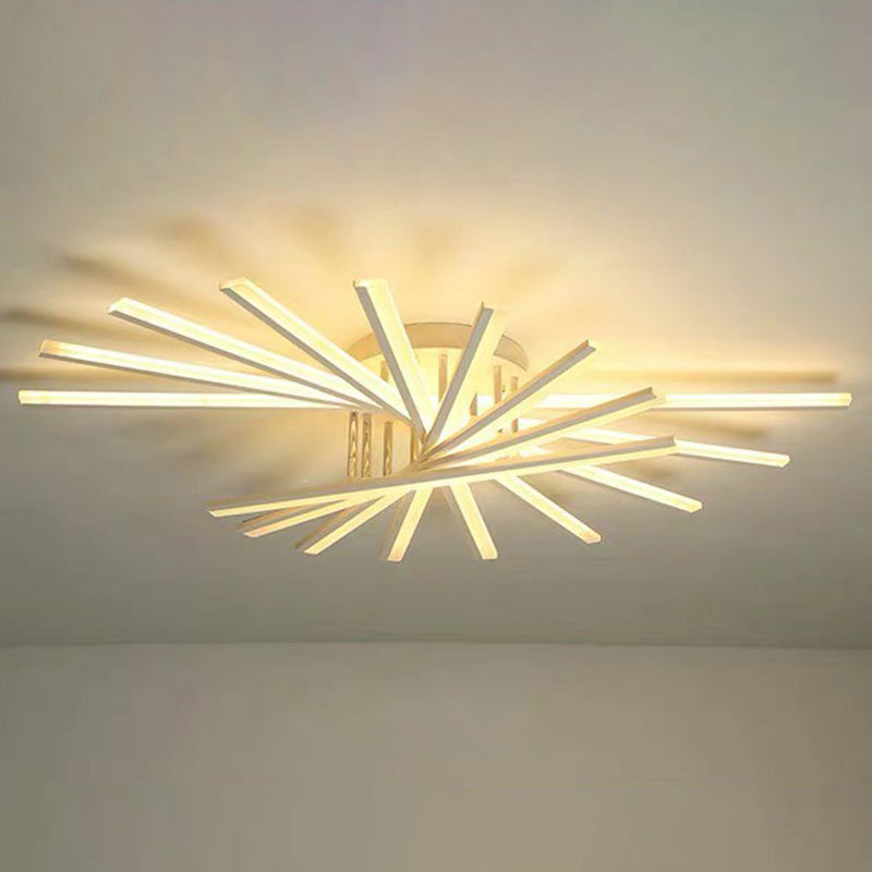 Acrylic Radial Semi Flush Ceiling Light Modernism LED Flush Mount Light for Living Room 9 White Clearhalo 'Ceiling Lights' 'Close To Ceiling Lights' 'Close to ceiling' 'Flush mount' Lighting' 2408972