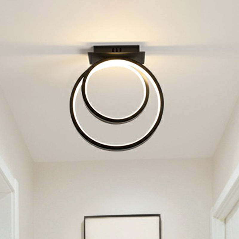 Halo Ring Corridor Ceiling Light Metal Minimalistic LED Flush Mounted Lamp in Black Black Warm Clearhalo 'Ceiling Lights' 'Close To Ceiling Lights' 'Close to ceiling' 'Flush mount' Lighting' 2408974