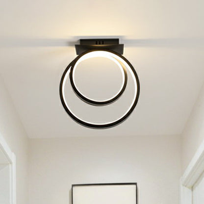 Halo Ring Corridor Ceiling Light Metal Minimalistic LED Flush Mounted Lamp in Black Black Warm Clearhalo 'Ceiling Lights' 'Close To Ceiling Lights' 'Close to ceiling' 'Flush mount' Lighting' 2408974